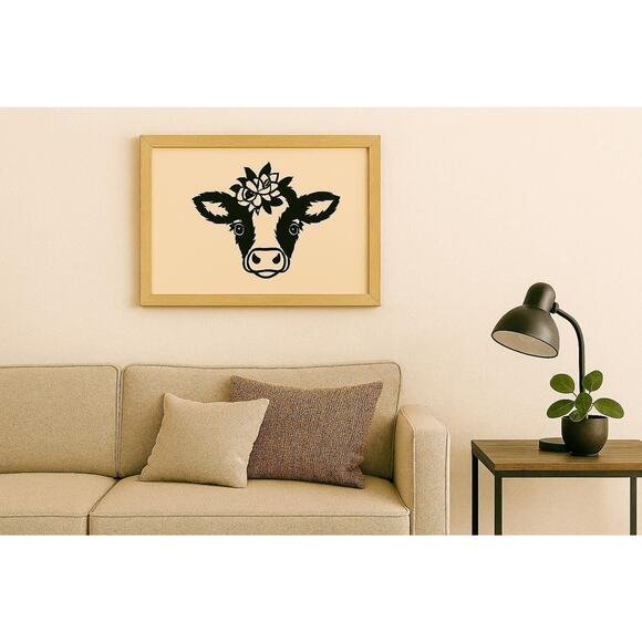 Minimalist Abstract Wall Art Black Line Cow Modern Farm Life - Picture 3 of 4
